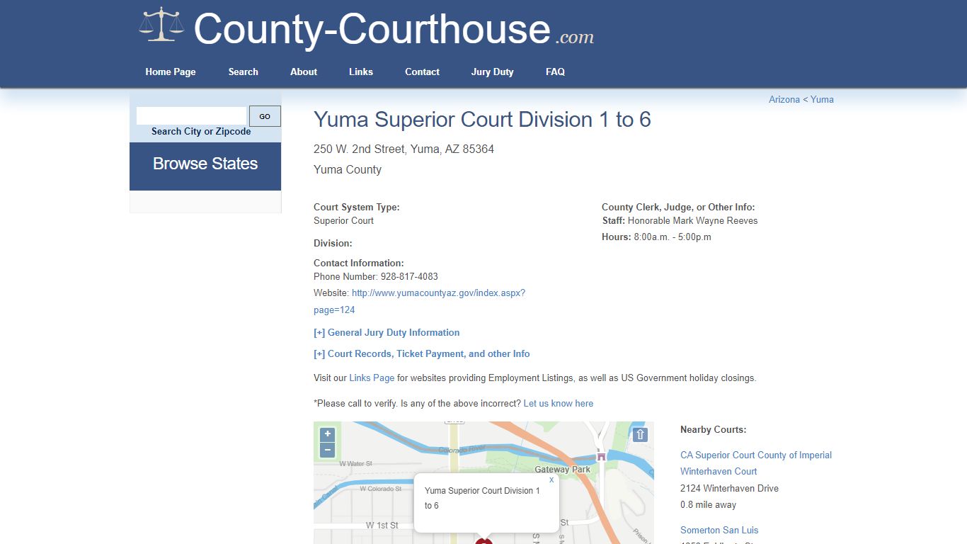Yuma Superior Court Division 1 to 6 in Yuma, AZ - Court Information